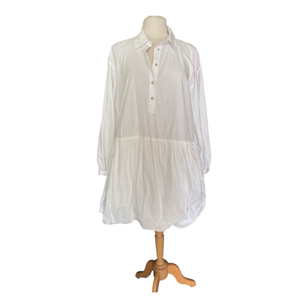 Maeve White Bubble Hem Shirt Dress Anthropologie Size Medium
